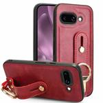 For Google Pixel 9a Wristband Leather Back Phone Case(Red)