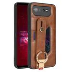 For Asus ROG Phone 6 / ROG6 Wristband Leather Back Phone Case(Brown)
