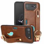 For Asus ROG Phone 7 / ROG7 Wristband Leather Back Phone Case(Brown)