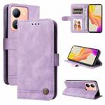 For vivo Y36 4G / 5G Foreign Skin Feel Life Tree Metal Button Leather Phone Case(Purple)
