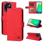 For vivo Y28 4G Global Skin Feel Life Tree Metal Button Leather Phone Case(Red)