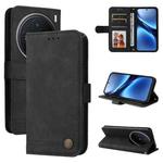 For vivo X200 Skin Feel Life Tree Metal Button Leather Phone Case(Black)