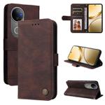 For vivo V50 Skin Feel Life Tree Metal Button Leather Phone Case(Brown)