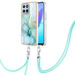 For Honor X8 5G / X6 4G Electroplating Marble Dual-side IMD Phone Case with Lanyard(Green 003)