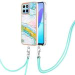 For Honor X8 5G / X6 4G Electroplating Marble Dual-side IMD Phone Case with Lanyard(Green 004)