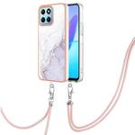 For Honor X8 5G / X6 4G Electroplating Marble Dual-side IMD Phone Case with Lanyard(White 006)