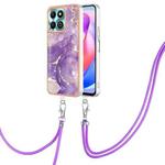 For Honor X6b Electroplating Marble Dual-side IMD Phone Case with Lanyard(Purple 002)