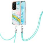 For Honor 200 Lite Global Electroplating Marble Dual-side IMD Phone Case with Lanyard(Green 004)