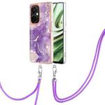 For OnePlus Nord CE 3 5G/Nord CE 3 Lite Electroplating Marble Dual-side IMD Phone Case with Lanyard(Purple 002)