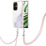 For OnePlus Nord CE 3 5G/Nord CE 3 Lite Electroplating Marble Dual-side IMD Phone Case with Lanyard(White 006)