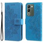 For vivo Y200 / V29e Global 7-petal Flowers Embossing Leather Phone Case(Blue)