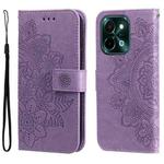 For vivo Y28 4G Global Seven-petal Flowers Embossing Leather Phone Case(Light Purple)