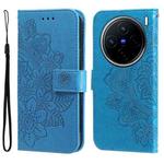 For vivo X200 Seven-petal Flowers Embossing Leather Phone Case(Blue)