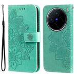 For vivo X200 Seven-petal Flowers Embossing Leather Phone Case(Green)