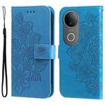 For vivo S20 Seven-petal Flowers Embossing Leather Phone Case(Blue)