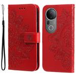For vivo S20 Pro Seven-petal Flowers Embossing Leather Phone Case(Red)