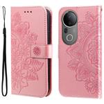 For vivo S20 Pro Seven-petal Flowers Embossing Leather Phone Case(Rose Gold)