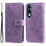 For vivo Y29s 5G / Y04 4G Seven-petal Flowers Embossing Leather Phone Case(Light Purple)