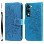 For vivo Y29s 5G / Y04 4G Seven-petal Flowers Embossing Leather Phone Case(Blue)