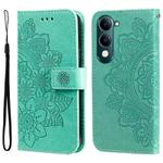 For vivo Y29s 5G / Y04 4G Seven-petal Flowers Embossing Leather Phone Case(Green)