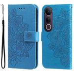 For vivo V50 Lite 4G / 5G Seven-petal Flowers Embossing Leather Phone Case(Blue)