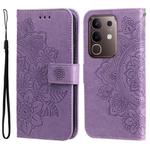 For vivo Y29 4G Seven-petal Flowers Embossing Leather Phone Case(Light Purple)