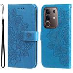 For vivo Y29 4G Seven-petal Flowers Embossing Leather Phone Case(Blue)