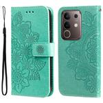 For vivo Y29 4G Seven-petal Flowers Embossing Leather Phone Case(Green)
