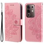 For vivo Y29 4G Seven-petal Flowers Embossing Leather Phone Case(Rose Gold)