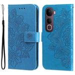 For vivo Y400 Pro 5G / V40e / iQOO Z9s Seven-petal Flowers Embossing Leather Phone Case(Blue)