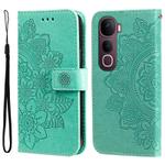 For vivo Y400 Pro 5G / V40e / iQOO Z9s Seven-petal Flowers Embossing Leather Phone Case(Green)