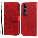For vivo Y400 Pro 5G / V40e / iQOO Z9s Seven-petal Flowers Embossing Leather Phone Case(Red)