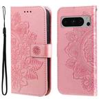 For Google Pixel 8 Pro 7-petal Flowers Embossing Leather Phone Case(Rose Gold)