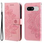 For Google Pixel 8 7-petal Flowers Embossing Leather Phone Case(Rose Gold)