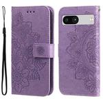 For Google Pixel 7a 7-petal Flowers Embossing Leather Phone Case(Light Purple)