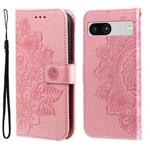 For Google Pixel 7a 7-petal Flowers Embossing Leather Phone Case(Rose Gold)