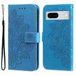 For Google Pixel  7 7-petal Flowers Embossing Leather Phone Case(Blue)