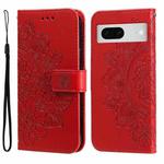 For Google Pixel  7 7-petal Flowers Embossing Leather Phone Case(Red)