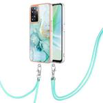 For OPPO A57 4G/A77 5G Taiwan/K10 5G Global Electroplating Marble Dual-side IMD Phone Case with Lanyard(Green 003)