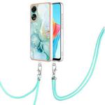 For OPPO A78 4G Electroplating Marble Dual-side IMD Phone Case with Lanyard(Green 003)