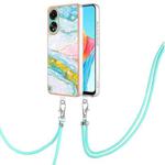 For OPPO A78 4G Electroplating Marble Dual-side IMD Phone Case with Lanyard(Green 004)