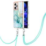 For Xiaomi Redmi Note 12 Pro+ Global Electroplating Marble Dual-side IMD Phone Case with Lanyard(Green 003)