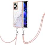 For Xiaomi Redmi Note 12 Pro+ Global Electroplating Marble Dual-side IMD Phone Case with Lanyard(White 006)