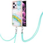 For Xiaomi Redmi Note 12 Pro 5G Global Electroplating Marble Dual-side IMD Phone Case with Lanyard(Green 004)