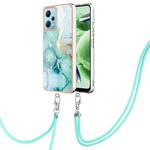 For Xiaomi Redmi Note 12 5G Global/Note 12 5G China Electroplating Marble Dual-side IMD Phone Case with Lanyard(Green 003)