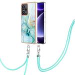 For Xiaomi Poco F5 5G / Redmi Note 12 Turbo Electroplating Marble Dual-side IMD Phone Case with Lanyard(Green 003)