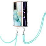 For Xiaomi Poco F5 Pro 5G / Redmi K60 Electroplating Marble Dual-side IMD Phone Case with Lanyard(Green 003)