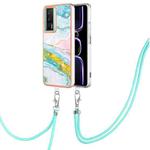 For Xiaomi Poco F5 Pro 5G / Redmi K60 Electroplating Marble Dual-side IMD Phone Case with Lanyard(Green 004)