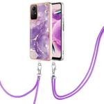 For Xiaomi Redmi Note 12S 4G Electroplating Marble Dual-side IMD Phone Case with Lanyard(Purple 002)