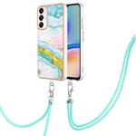For Samsung Galaxy A05s Electroplating Marble Dual-side IMD Phone Case with Lanyard(Green 004)